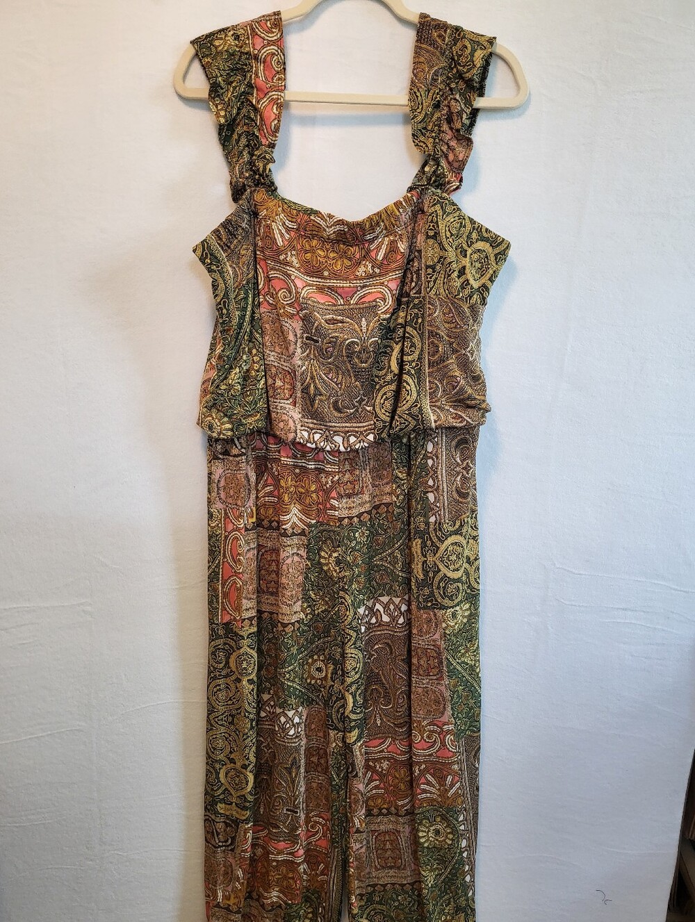 NWOT Bohemian Patchwork Wide Leg Jumpsuit 2X